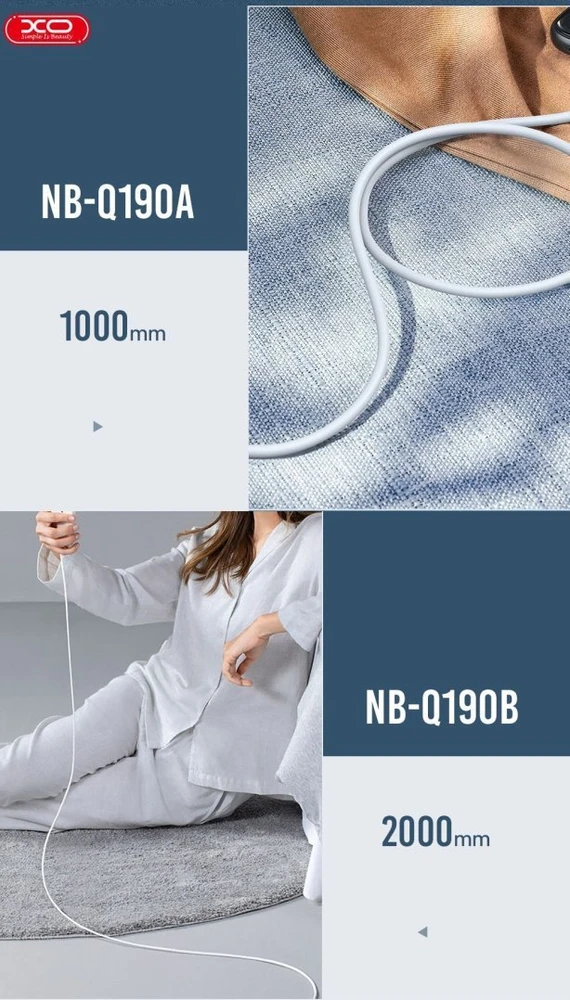 XO kabelis NB-Q190A PD USB-C - USB-C 1,0m 60W baltos spalvos