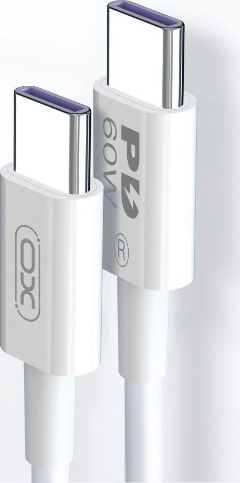 XO kabelis NB-Q190A PD USB-C - USB-C 1,0m 60W baltos spalvos