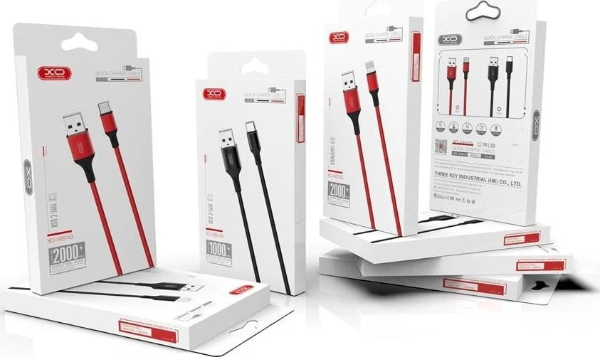 XO kabelis NB143 USB – Lightning 2,0 m 2,4A juodas