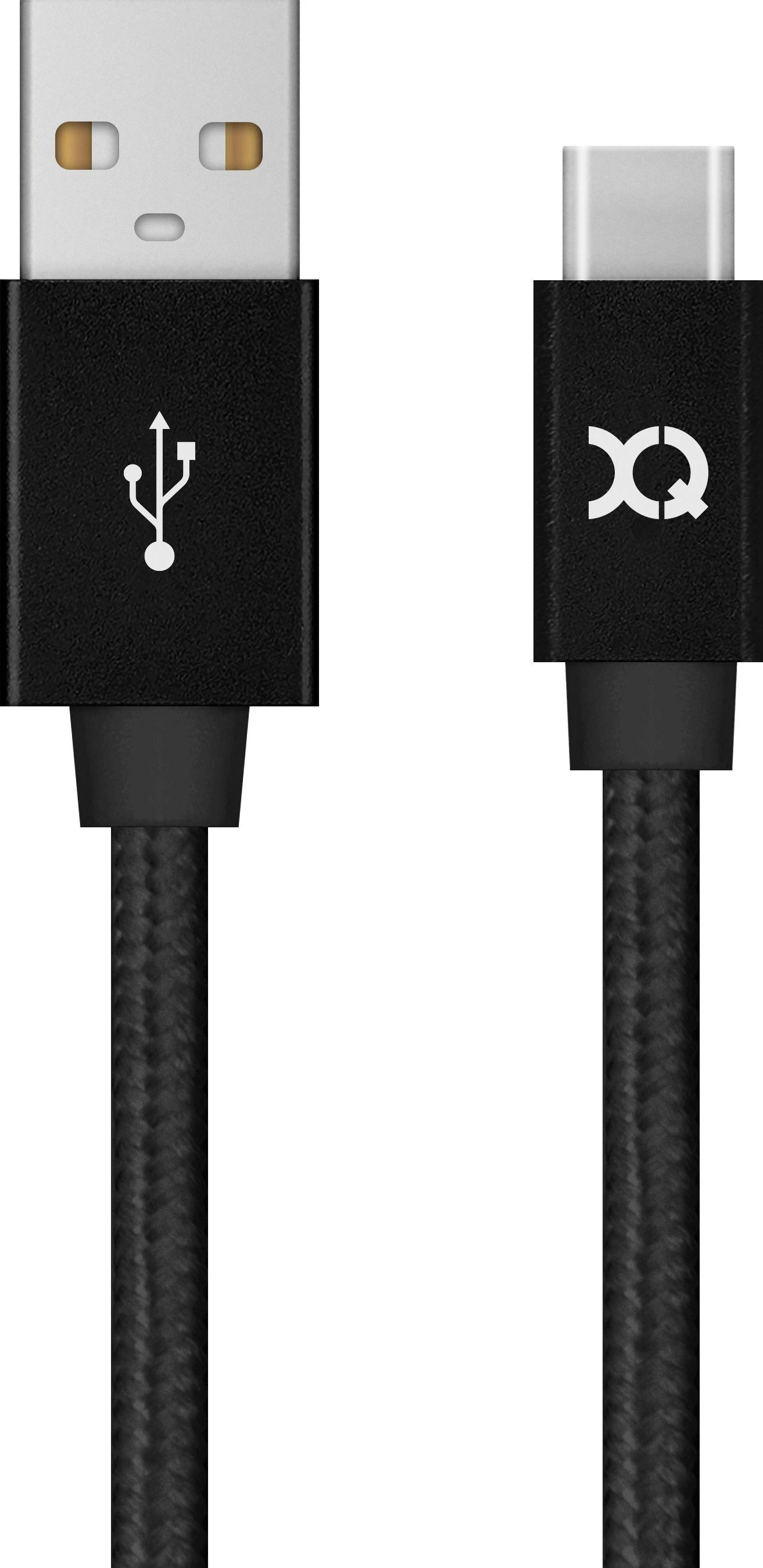 Xqisit kabelis Cotton USB C 3.0 juodos spalvos 1.8m 27749