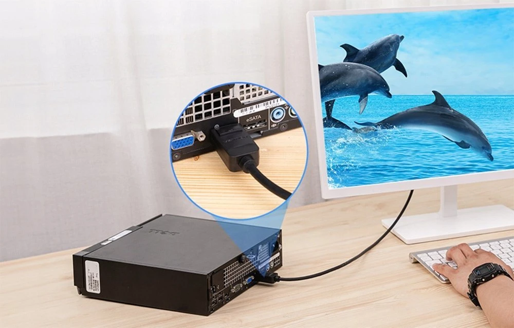Vention DisplayPort į DVI kabelis 2 m ventiliacija HAFBH (juodas)