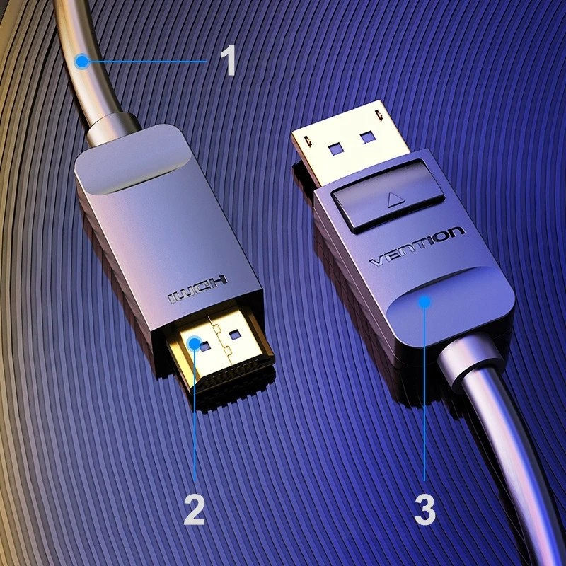 Vention DisplayPort į HDMI kabelis 3 m ventiliacijos HADBI (juodas)