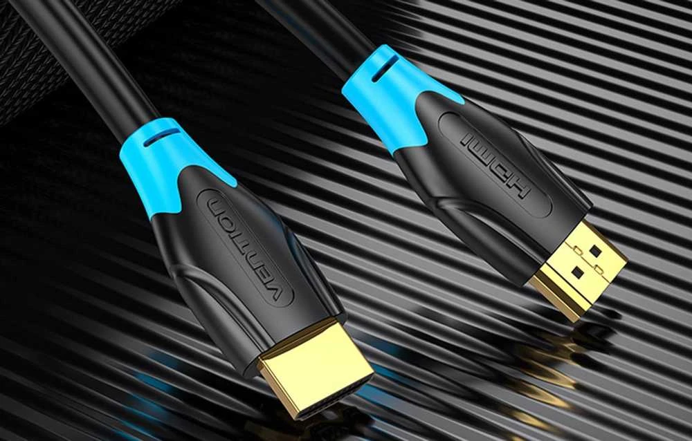 Vention HDMI kabelis su auksinėmis jungtimis ir mėlynais intarpais