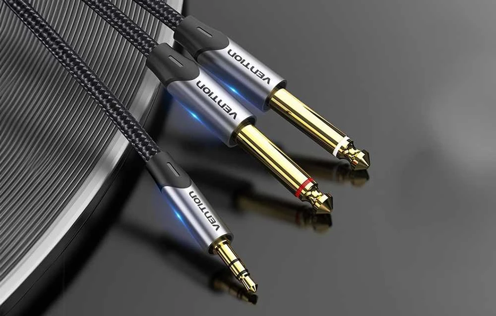 Vention Kabelio mini lizdas nuo 3.5 mm iki 2 x 6.5 mm lizdas Ventiliacija BARHG 1.5 m (pilka)