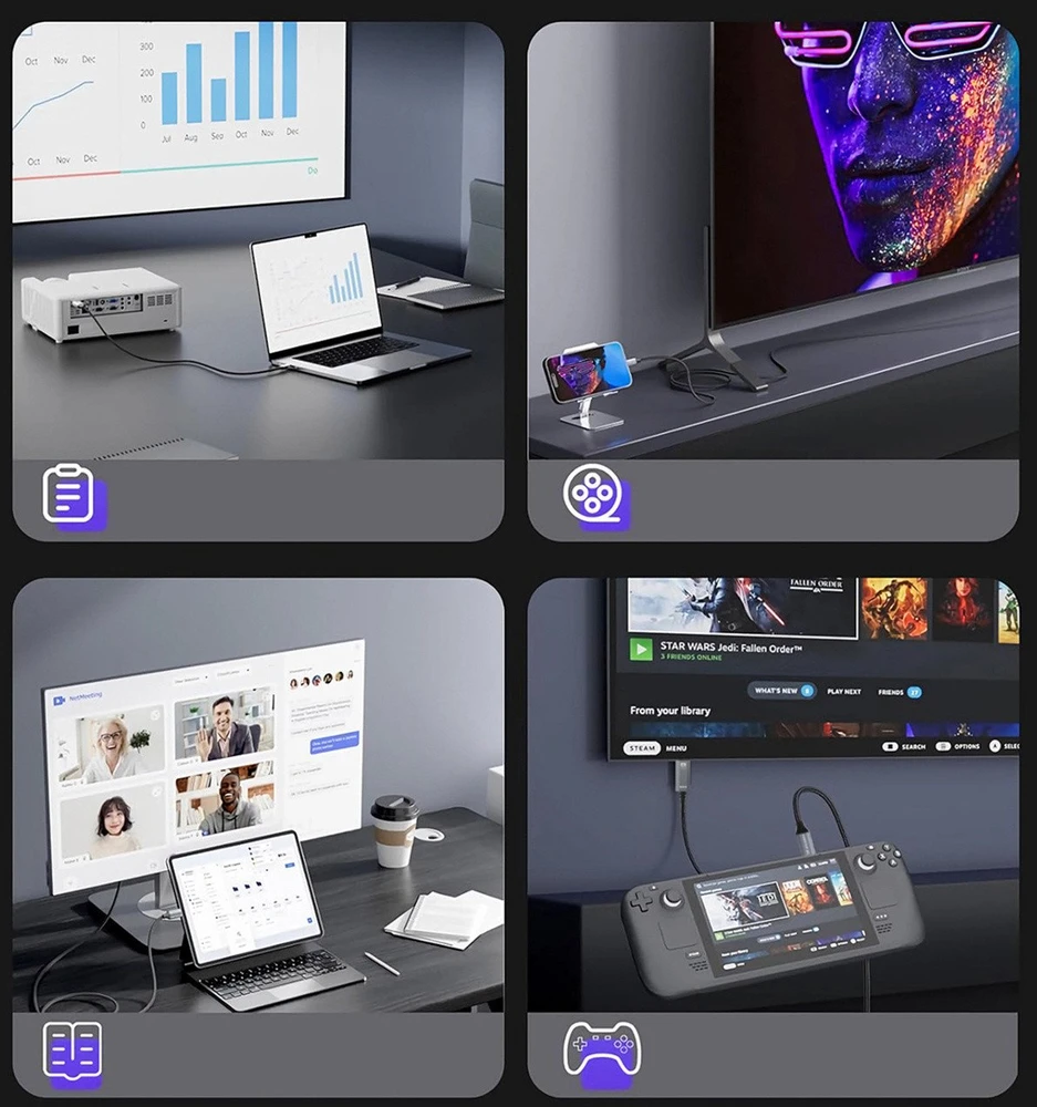 Wozinsky WCCH-01 USB-C - HDMI 4K 60Hz kabelis 1,8 m - juodas
