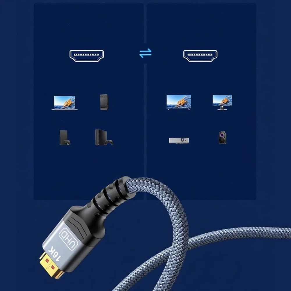 Wozinsky WPS-16AYL1S DisplayPort 2.1 Cable 80 Gb/s 16K@60Hz 8K@120Hz 4K@240Hz HDR HDCP DSC 1m - Juodas