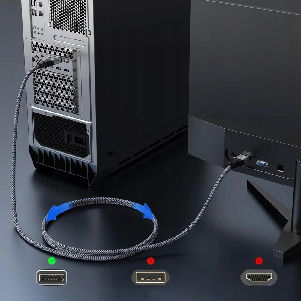 Wozinsky WPS-16AYL2S DisplayPort 2.1 80 Gb/s 16K@60Hz 8K@120Hz 4K@240Hz HDR HDCP DSC cable - juodas