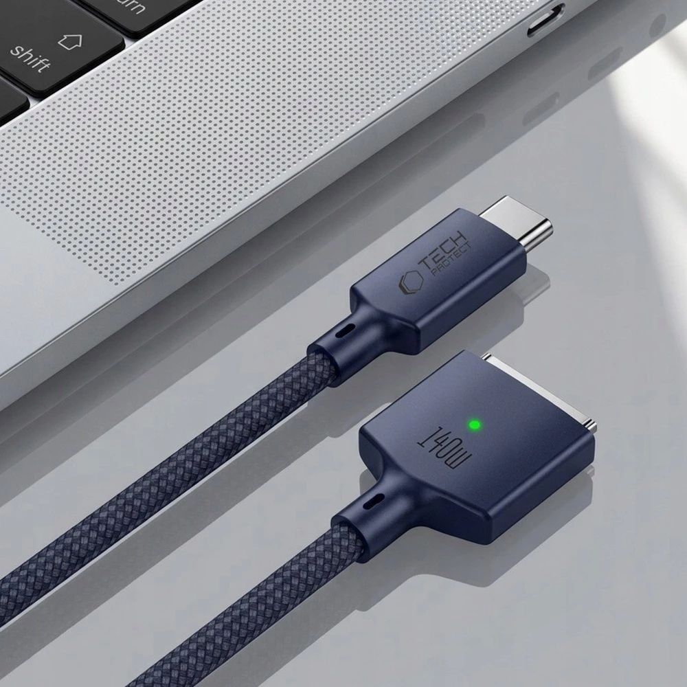 „Tech-Protect MMC01 Ultraboost USB-C / USB-C MagSafe 3 140W 200cm“ laidas, skirtas „MacBook“ – tamsiai mėlynas Mėlyna