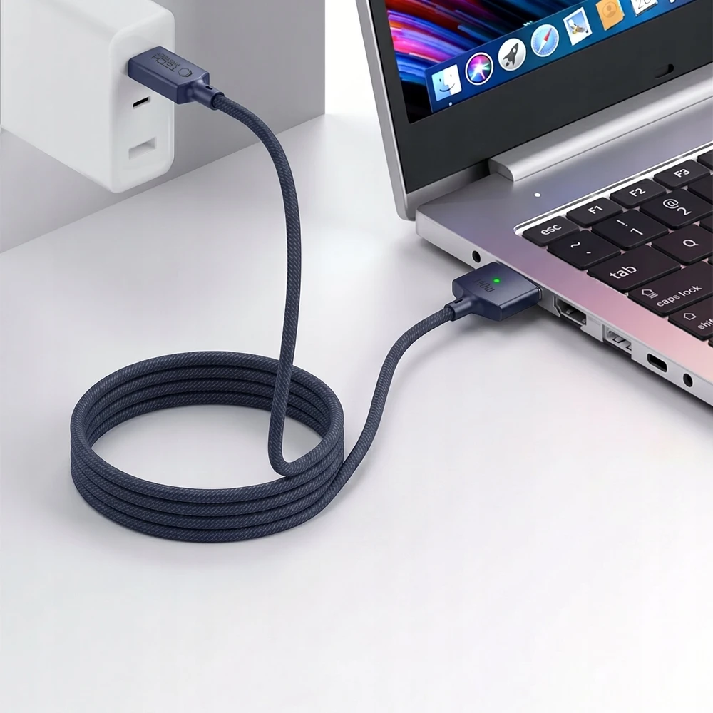 „Tech-Protect MMC01 Ultraboost USB-C / USB-C MagSafe 3 140W 200cm“ laidas, skirtas „MacBook“ – tamsiai mėlynas Mėlyna