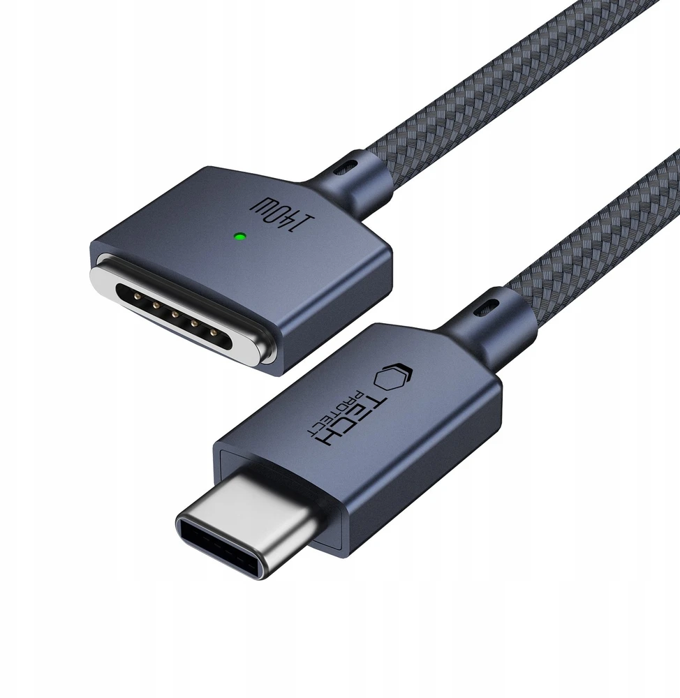 „Tech-Protect MMC01 Ultraboost USB-C / USB-C MagSafe 3 140W 200cm“ laidas, skirtas „MacBook“ – tamsiai mėlynas Mėlyna