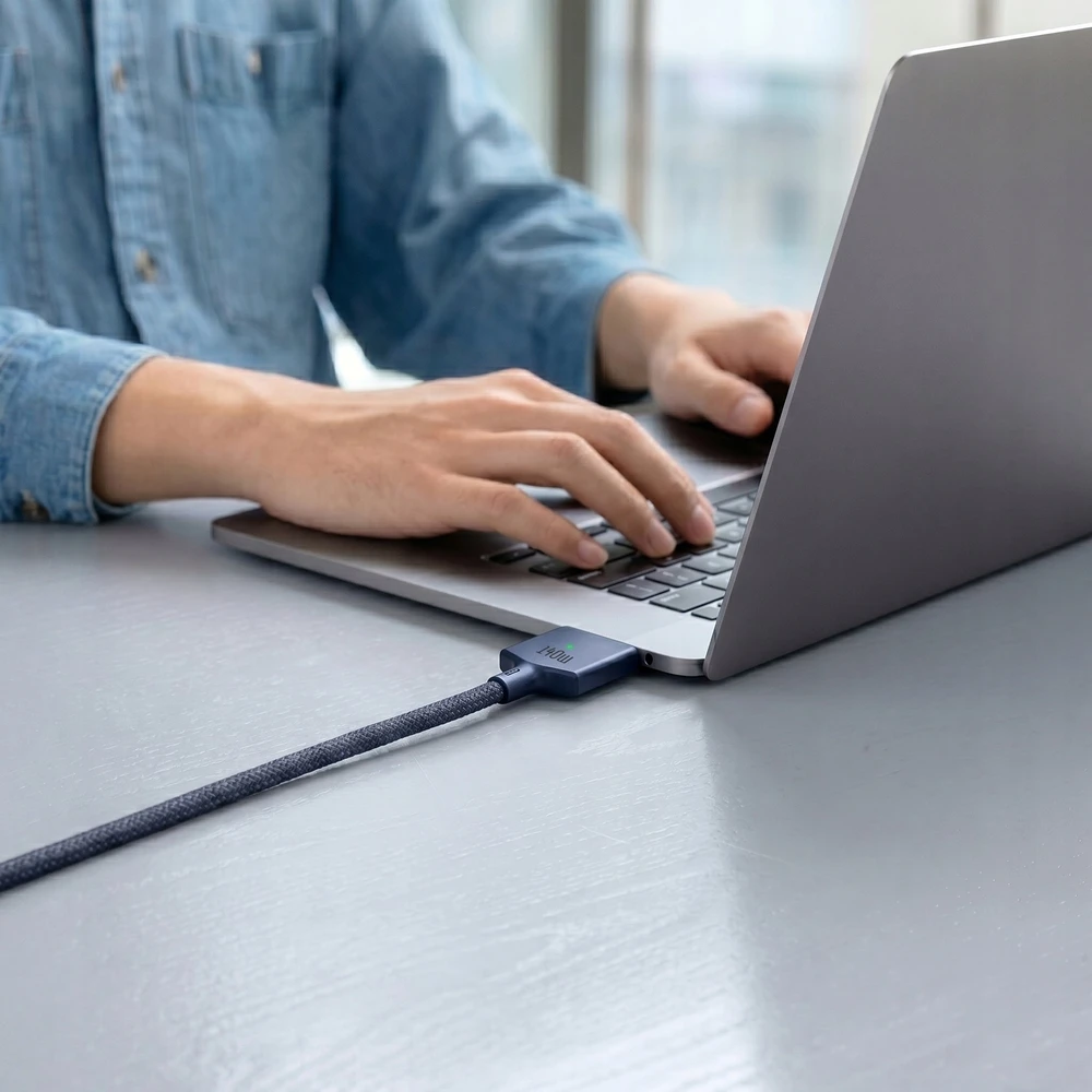 „Tech-Protect MMC01 Ultraboost USB-C / USB-C MagSafe 3 140W 200cm“ laidas, skirtas „MacBook“ – tamsiai mėlynas Mėlyna