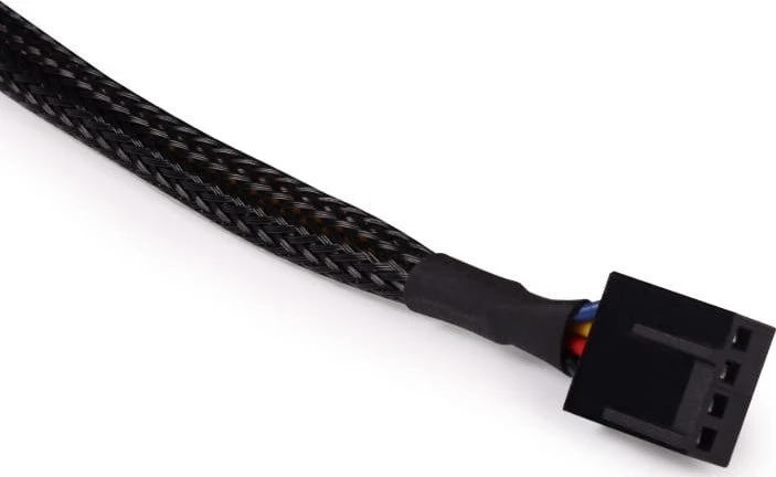 „Alphacool“ ventiliatoriaus kabelio prailginimas nuo 4 kontaktų iki 4 kontaktų, 15 cm, juodas