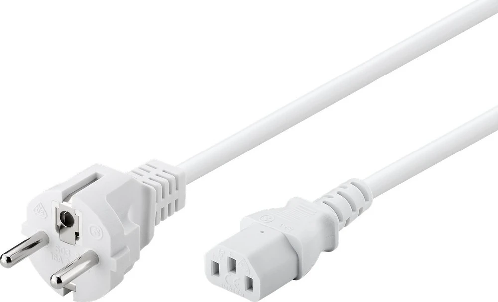 Goobay F tipas, CEE 7/7 - C13 maitinimo laidas, 2 m, baltas