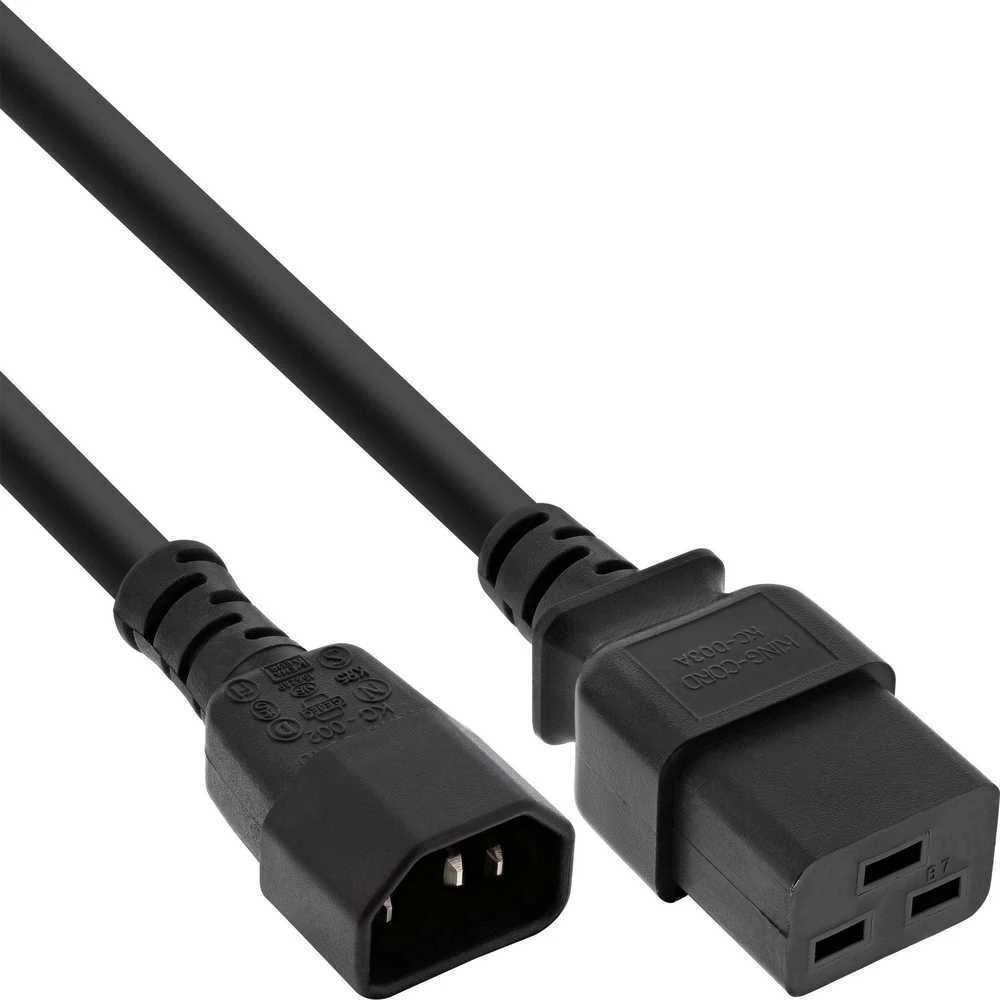 Kabelis zasilający InLine® Power adapter cable, IEC-60320 C14 to C19, 3x1,5mm², max. 10A, juodas, 1m