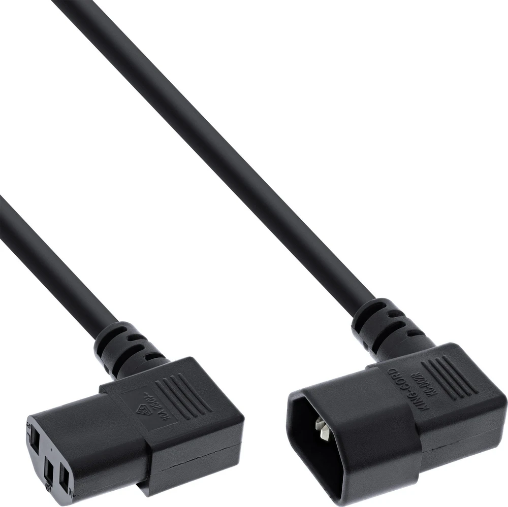 Kabelis zasilający InLine® Power cable, C13 to C14, juodas, 1,0m angled