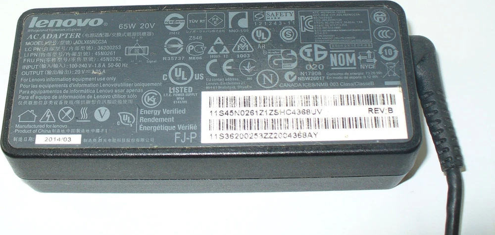Lenovo ADLX65NCC3A - Maitinimo šaltinis - AC - 65 vatai - skirtas 500-15ISK, B50-80, G40-80, G50-45, G51-35, V310-15ISK, Z50-75 (01FR050)