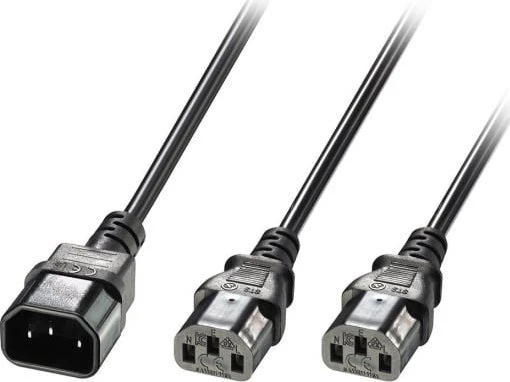 Lindy Ilgiklis - C14 į 2x C13 1m 10A/250V Varis PVC