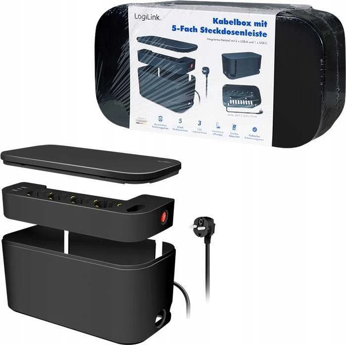 LogiLink Kabelbox maitinimo lizdas 5 lizdai 1.5 m juodas (LPS282U)