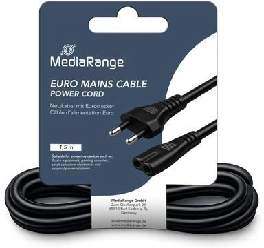 Kabelis zasilający MediaRange kabelis zasilające juoda 1,5 m CEE7/16 IEC C7 (MRCS346)