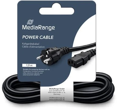Kabelis zasilający MediaRange Zasilające juoda 1,5 m CEE7/7 IEC C13 (MRCS345)