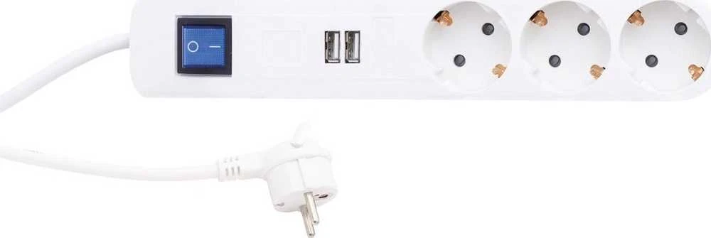 REV ICE maitinimo blokas 3 USB lizdai ir jungiklis 1,4 m Baltas