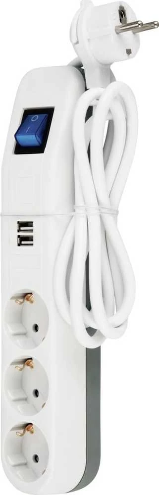 REV ICE maitinimo blokas 3 USB lizdai ir jungiklis 1,4 m Baltas
