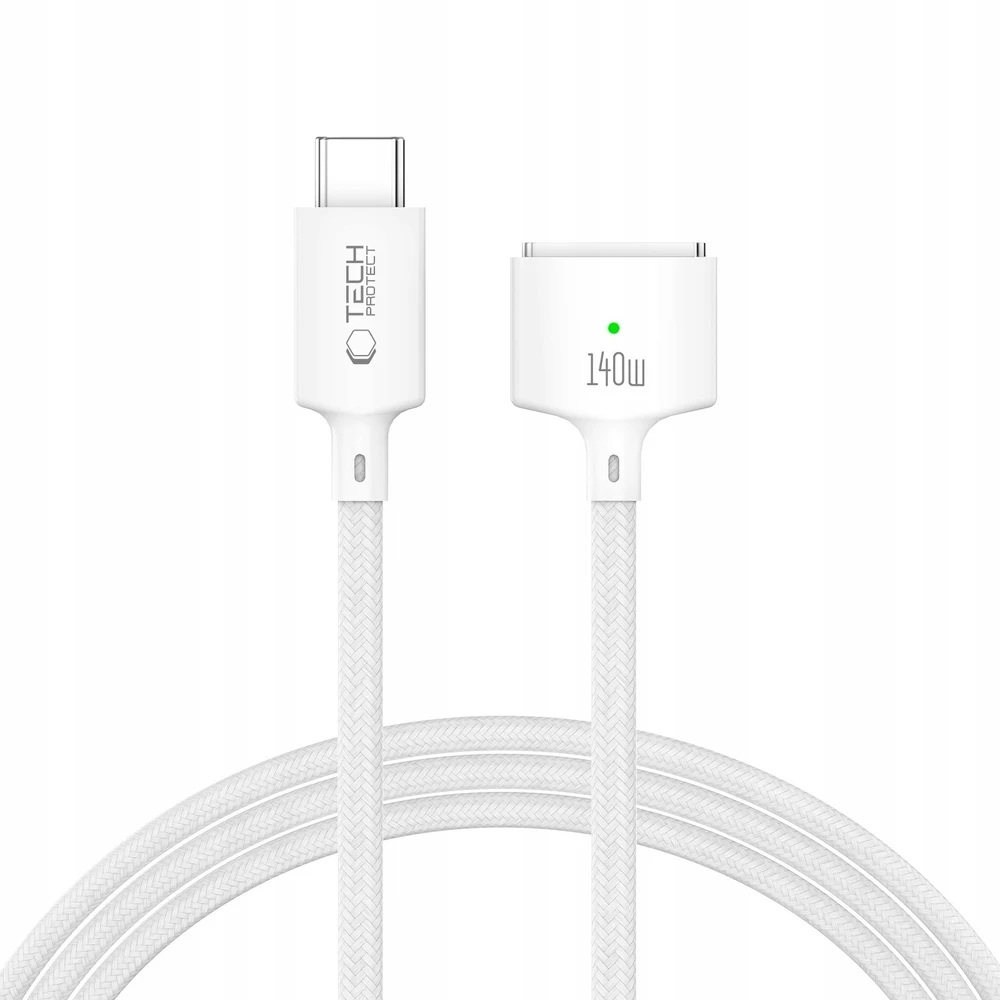 „Tech-Protect MMC01 Ultraboost USB-C / USB-C MagSafe 3 140W 200cm“ laidas, skirtas „MacBook“ – Baltas