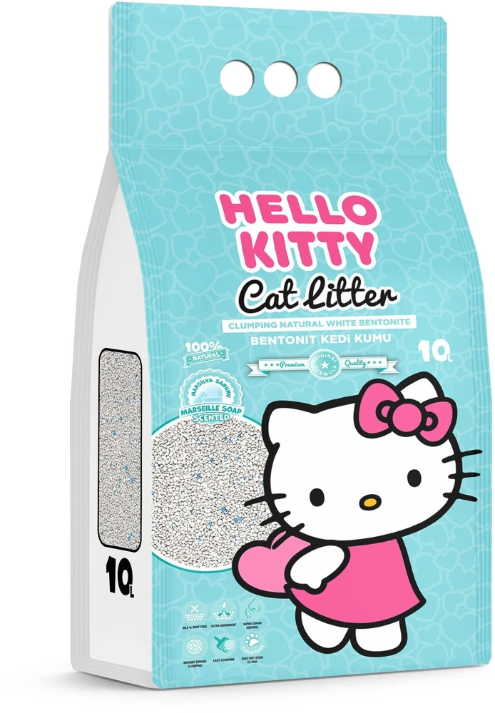 Kačių kraikas HelloKitty bentonito kačių kraikas, Marselio muilas 10 l