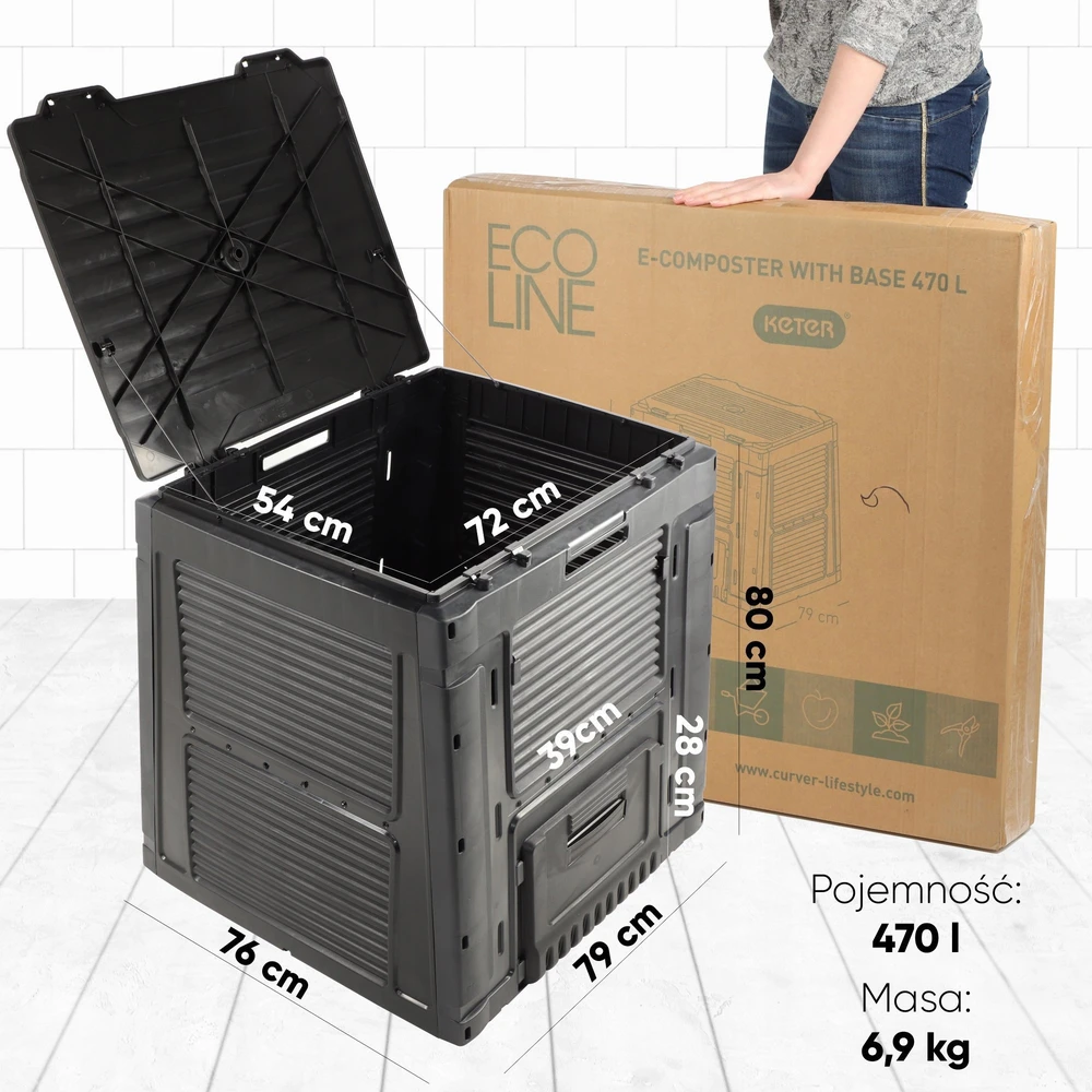 Keter E-COMPOSTER kompostavimo dėžė su pagrindu, 470 L