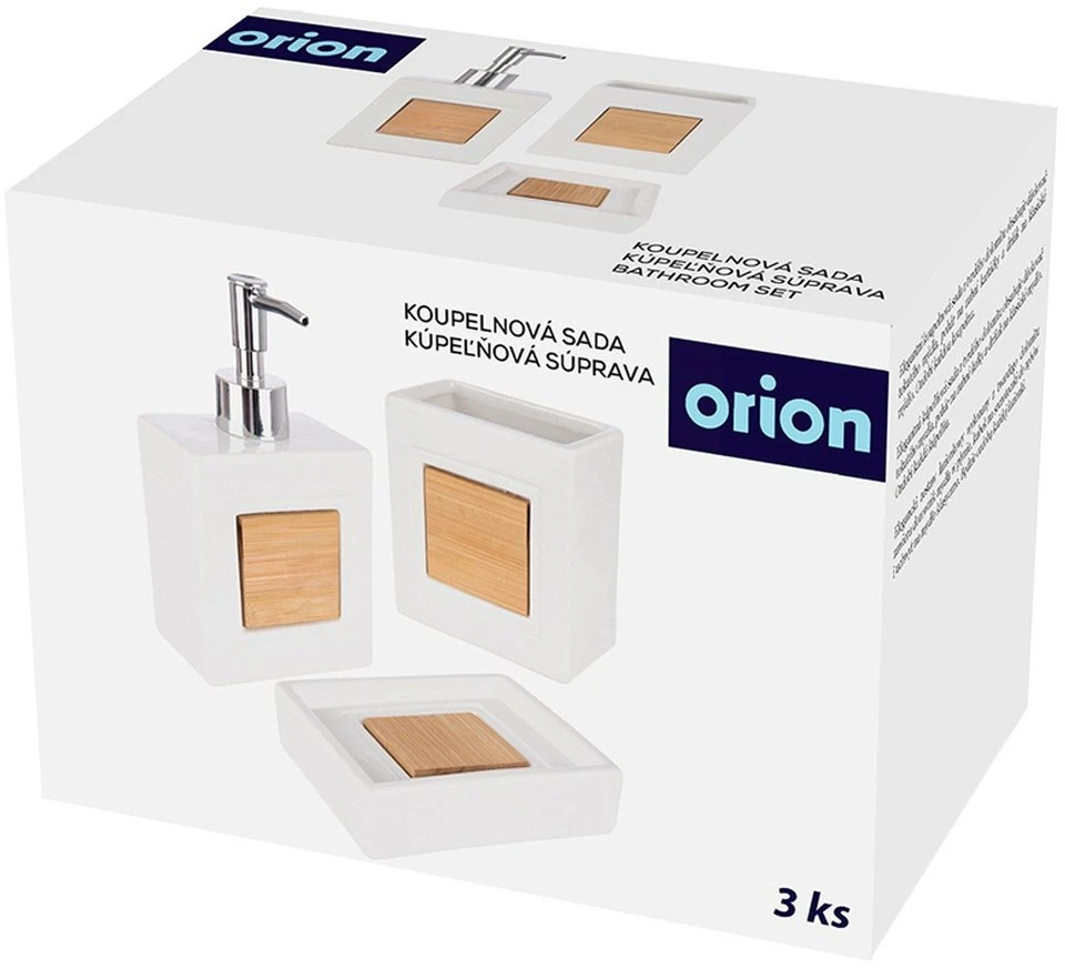 Kadax Orion vonios aksesuarų rinkinys 3 dalių baltas dolomitas ir bambukas