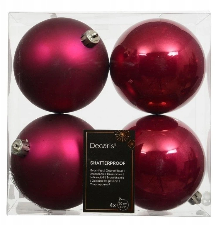 None Nežinomas Eglutės žaisliukai, rožiniai, 10 cm, plastikas, 4 vnt.