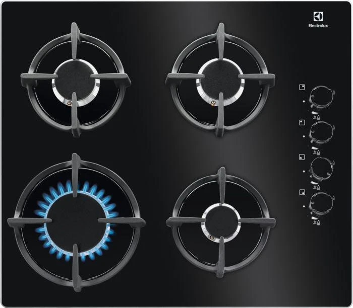 Gas cooktop Electrolux EGG6407K (4 fields, juodos spalvos)