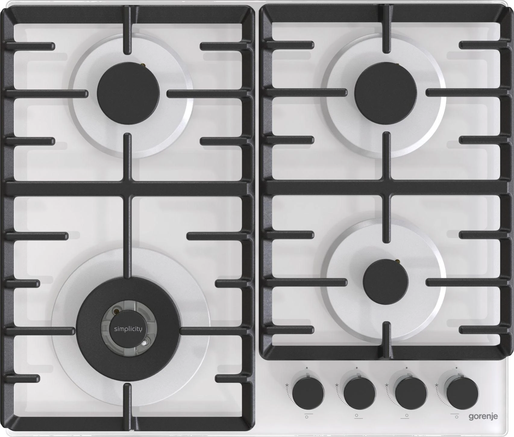 Gorenje | Kaitlentė | GTW642SYW | Dujos ant stiklo | Degiklių / virimo zonų skaičius 4 | Sukamosios rankenėlės | Baltas