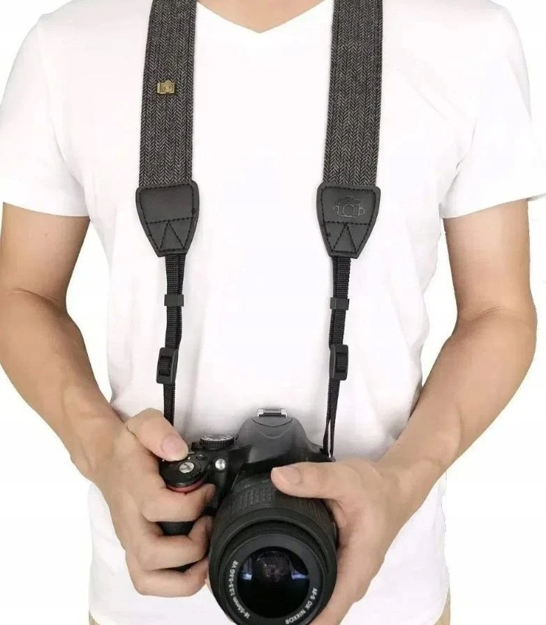 Kaklo peties dirželis DSLR fotoaparatui, veidrodinis fotoaparatas / pilka