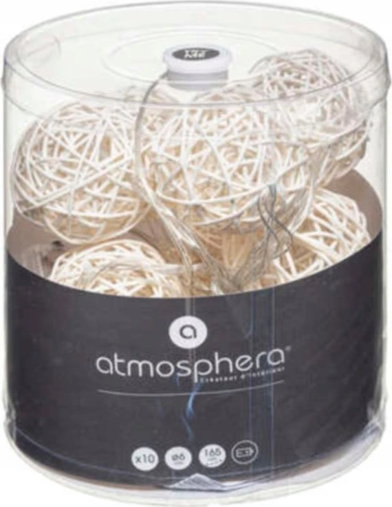 Atmosphera Baterija veikianti LED girlianda, rotangas, 10 ledų, 162 cm