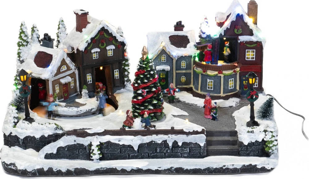 Kalėdinė dekoracija Fééric Lights and Christmas Judanti Kalėdų scena su šviesomis, 45 x 20,5 cm
