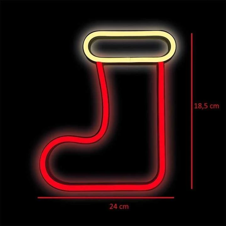 Neoninė LED KALĖDINĖ KOJINĖ balta raudona FLNE23 Forever Light