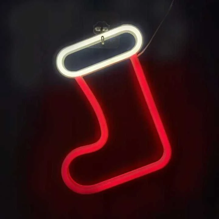 Neoninė LED KALĖDINĖ KOJINĖ balta raudona FLNE23 Forever Light