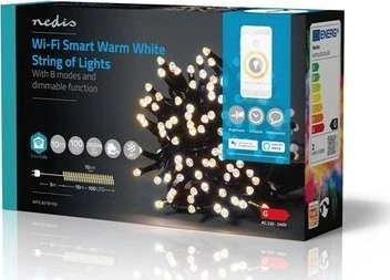 Nedis SmartLife Dekoratyvinis LED | Wi-Fi | 10m | Šiltai baltas | Šiltai baltas | 100 šviesos diodų | 10 m | Android™ / IOS