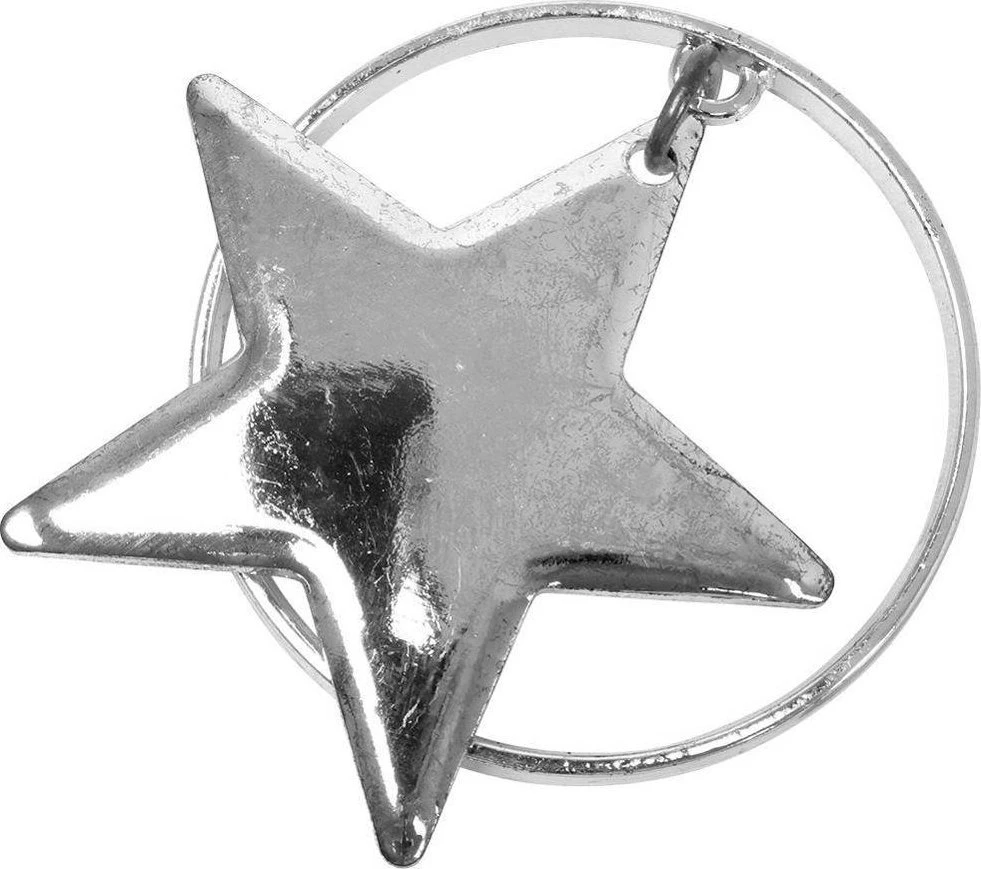 Vilde Metalinių servetėlių žiedai su žvaigždutėmis, sidabriniai, 4 cm, 4 vnt.