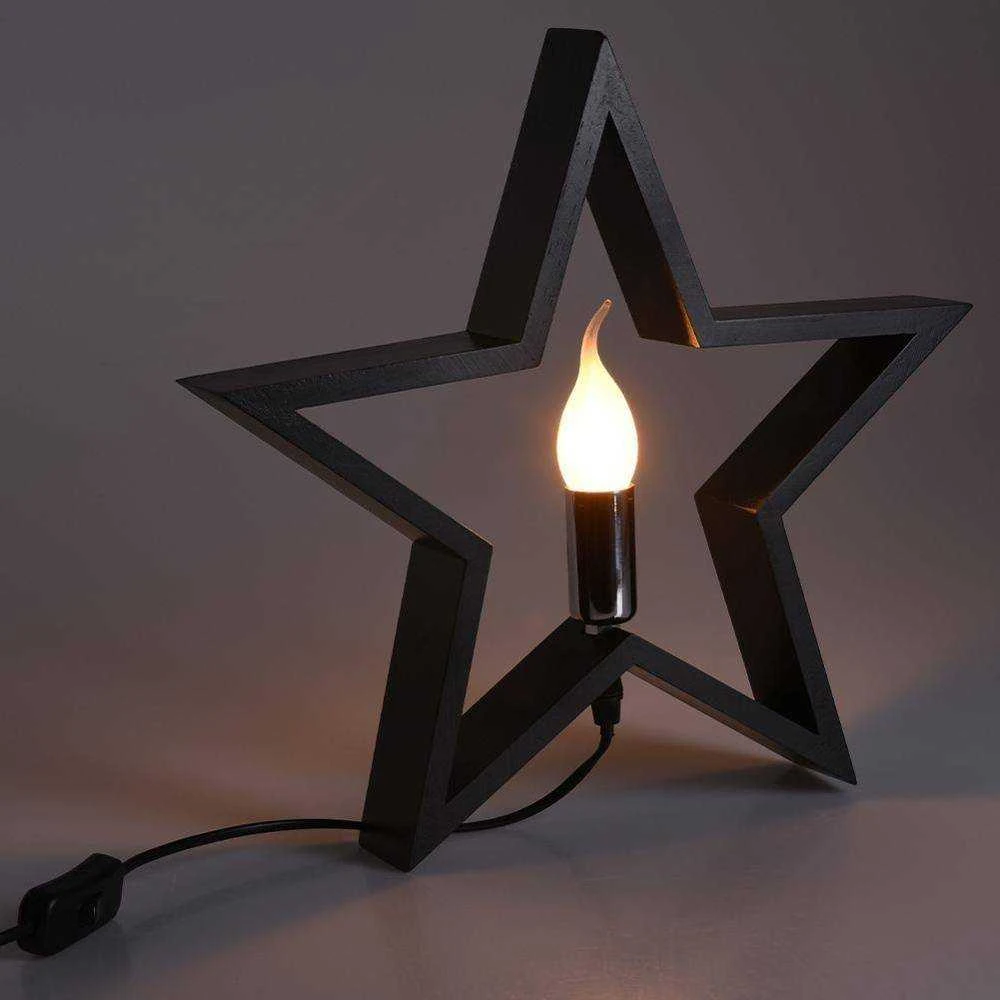 Christmas Decoration Medinis LED šviestuvas žvaigždė 34,5 cm juodas