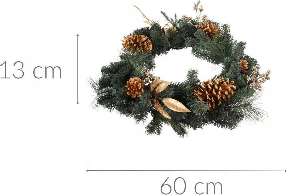 Home Styling Collection Kalėdinis vainikas, auksiniai papuošalai