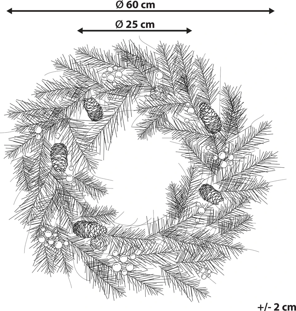 Beliani Kalėdinis vainikas LED TENALA žalias 60 cm
