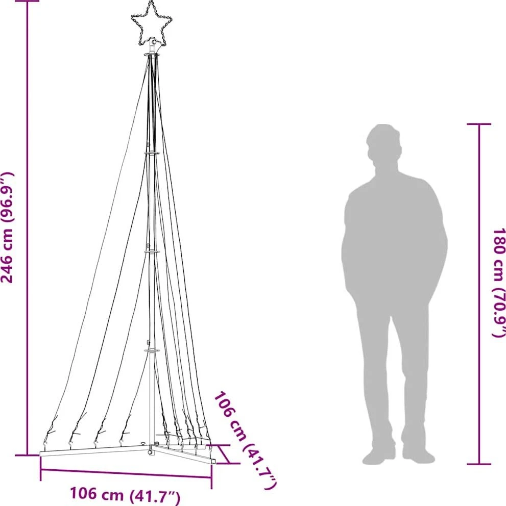 LED Kalėdų eglutė 447 LED Šiltai Balta 250 cm