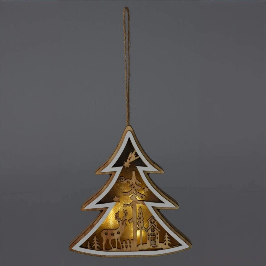 Home Styling Collection Medinė kalėdinė dekoracija pakabinimui, 12 cm