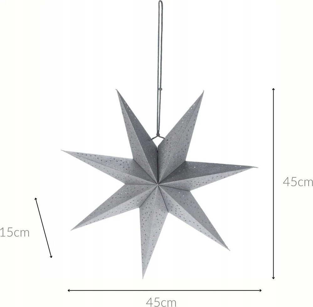 Christmas Decoration Sidabrinė Dekoratyvinė Žvaigždė 45 cm - Kalėdų Ornamentas