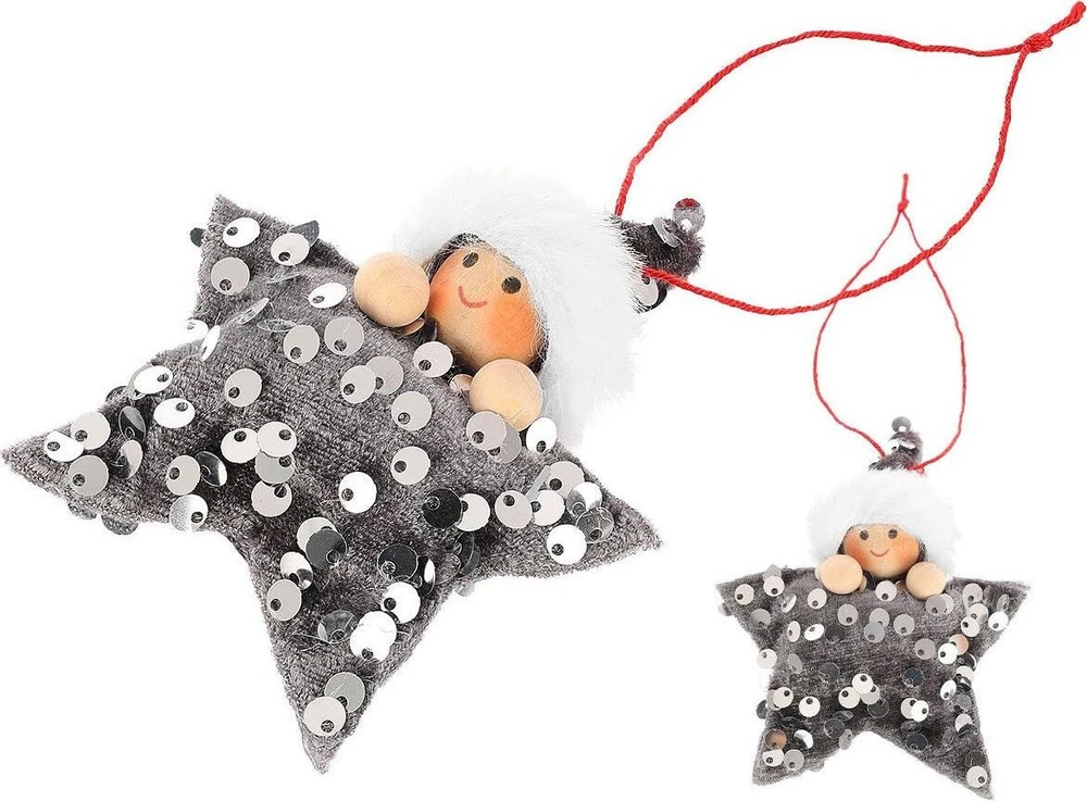 Saska Christmas trys sidabrinės blizgios žvaigždės dekoracijos