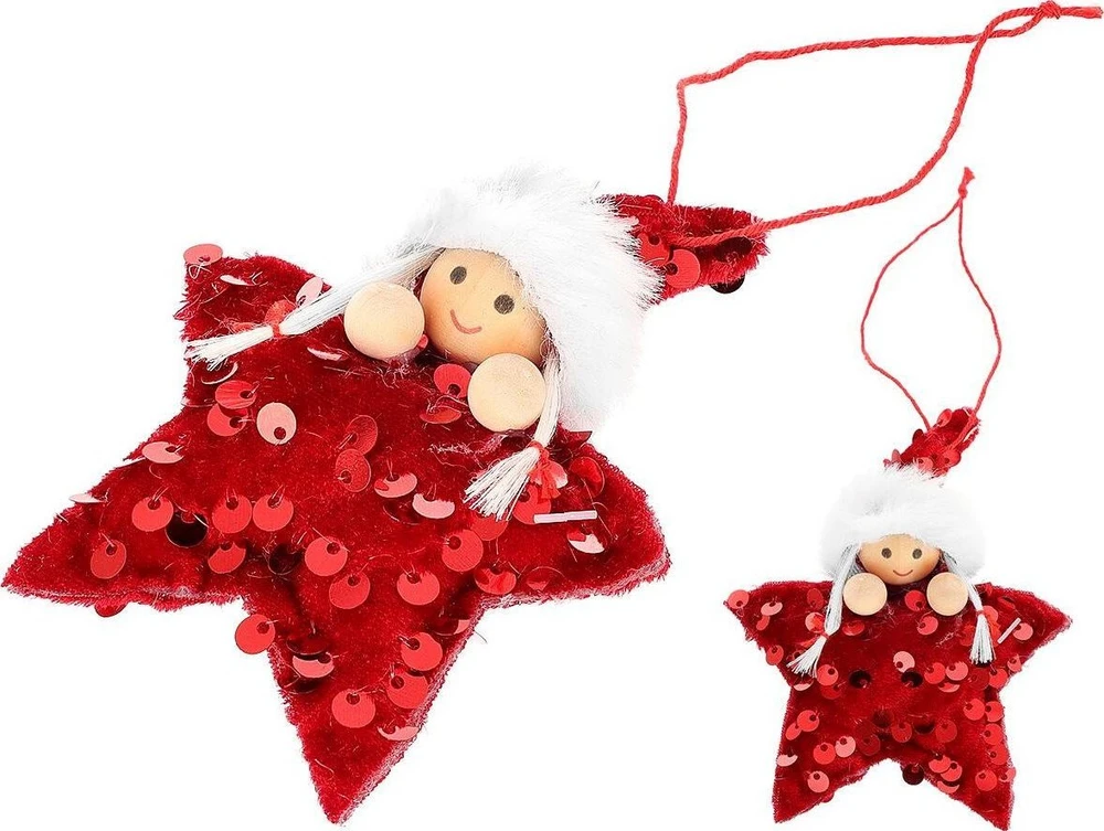 Saska Christmas Raudonos žvaigždžių dekoracijos, 3 vnt.