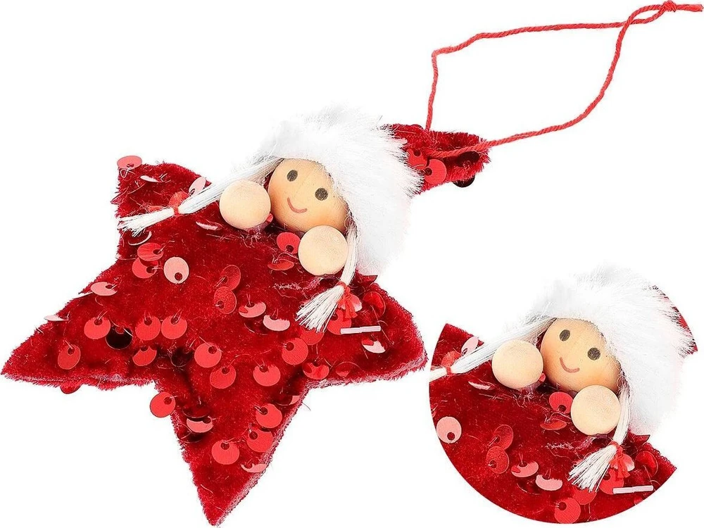 Saska Christmas Raudonos žvaigždžių dekoracijos, 3 vnt.