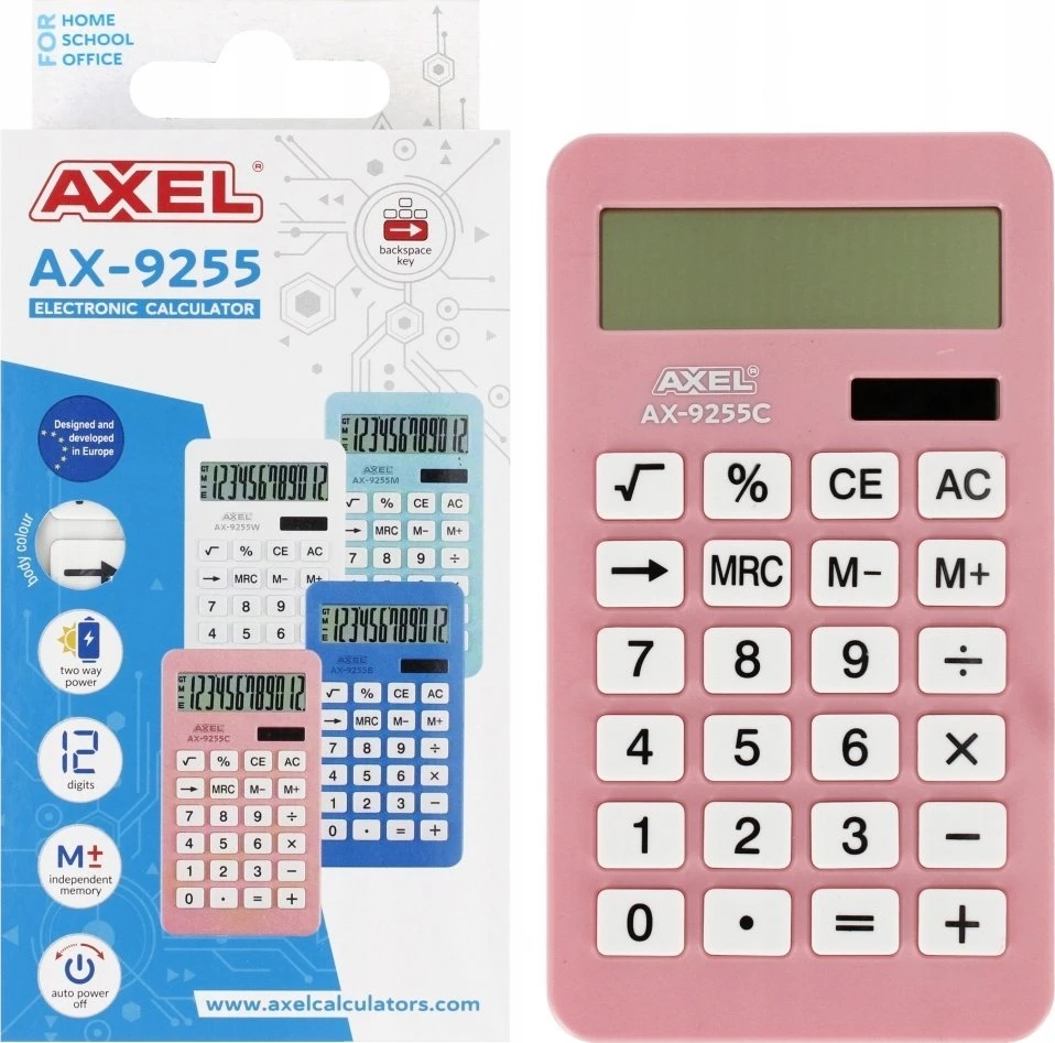 Rožinis AX-9255C skaičiuotuvas su pakuote